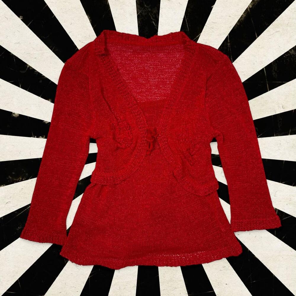 Vintage red knit ruffle sweater